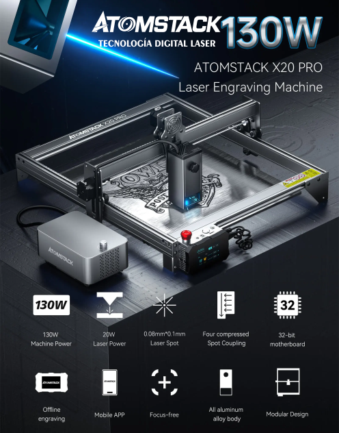 laser de diodo 40x40cm de 20w de potencia